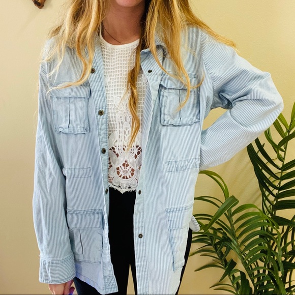 Universal Thread Jackets & Blazers - Universal Thread Blue Pinstriped Utility Jacket